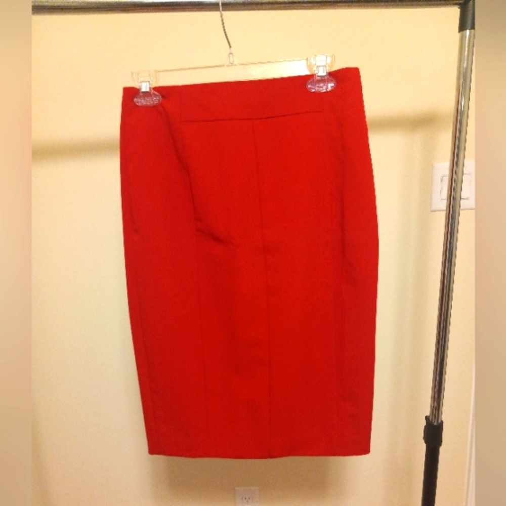 Red Worthington Pencil Skirt